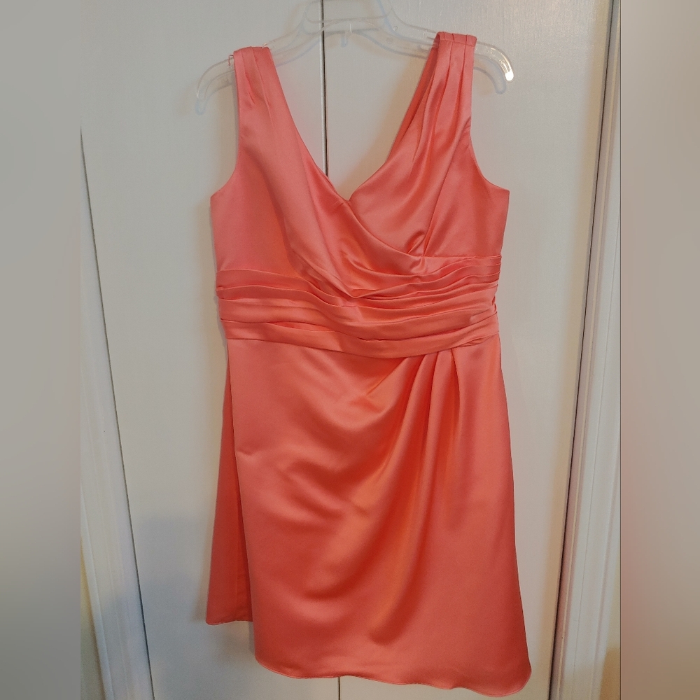 David's Bridal Coral Bridesmaid, Cocktail Dress Sleeveless - Size 14